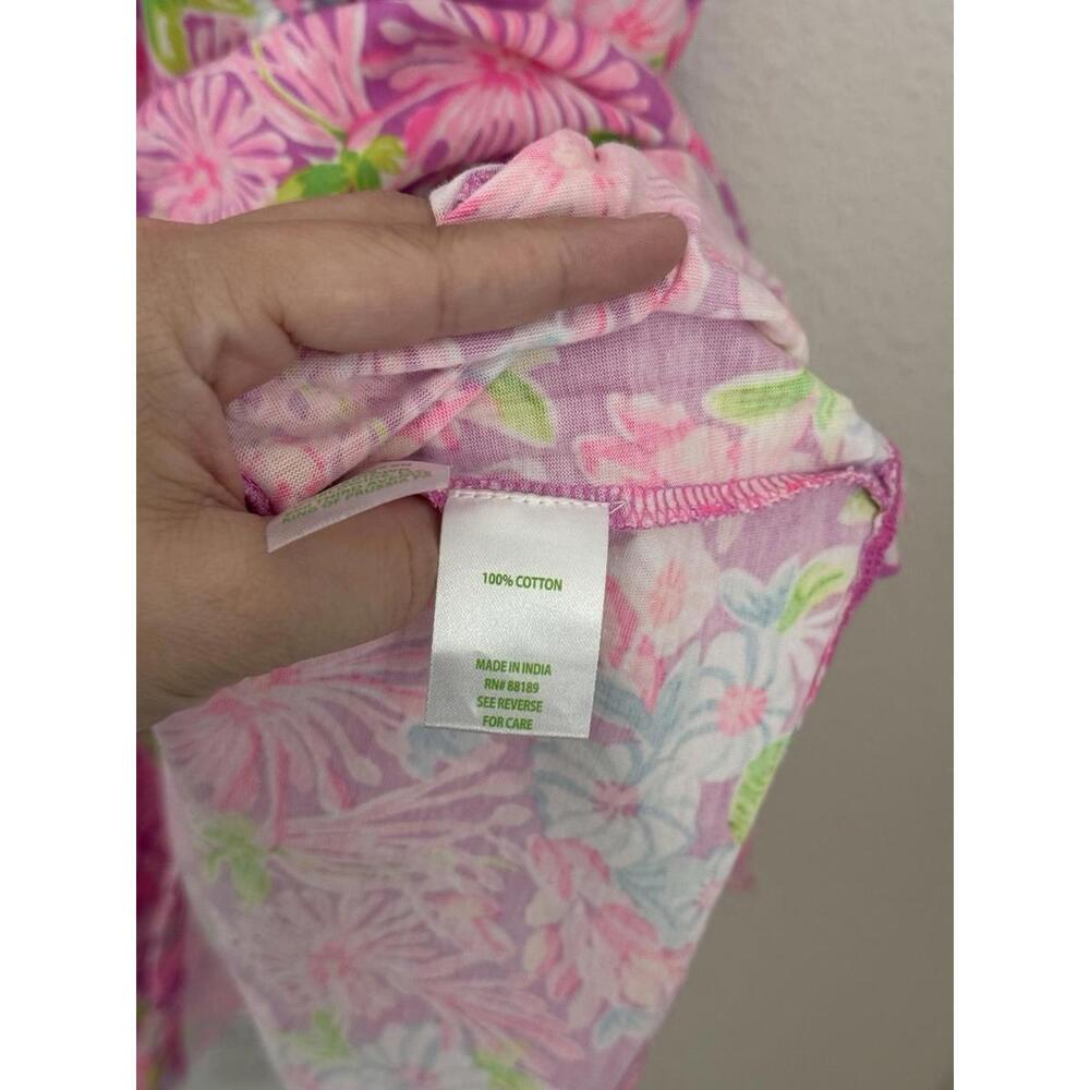 Lilly Pulitzer Pink Multicolor Floral Short-Sleeve Tiered Mini Dress - Picture 3 of 5
